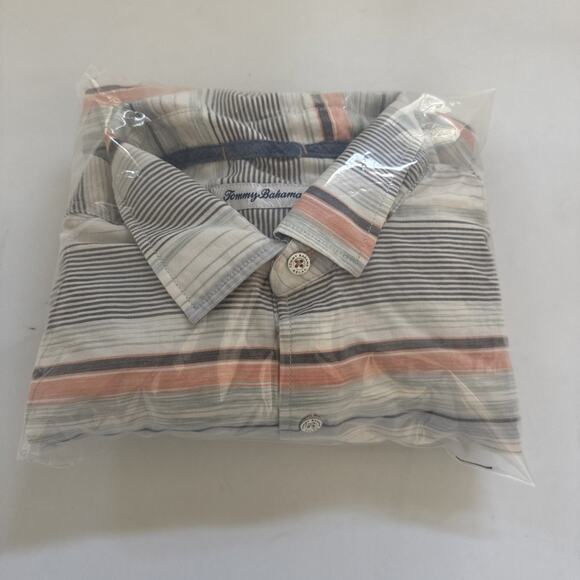 Tommy Bahama Collared Shirt Mens XL Pastel Striped Long Sleeve Preppy Flip Cuff - Picture 11 of 11